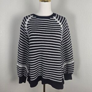 LOFT Striped Knit Sweater Long Sleeve Casual Crew Neck Women's Size M
